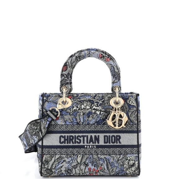 Pre-Owned Lady D-Lite Bag Embroidered Canvas Medium By Rebag