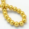 thumbnail image 4 of 1 strand Baking Painted Pearlized Glass Pearl Round Bead Strands golden 10~11mm Hole: 1.5mm 80~85pcs/strand 31.4 inch1.5mm Glass, 4 of 4