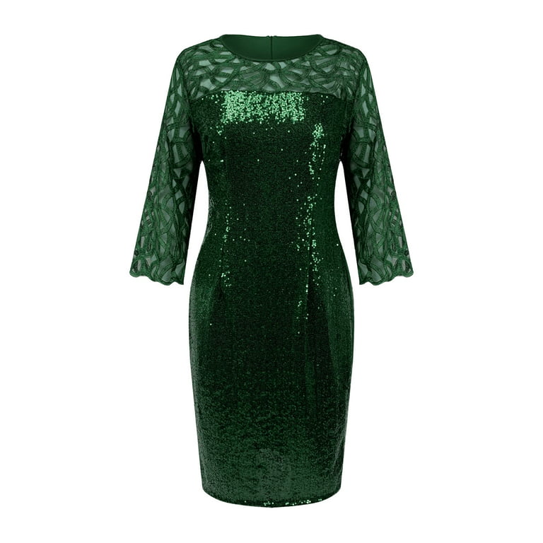 Casual Dresses LOVE LEMONADE Sexy Round Neck Green Geometric Pattern  Sequins Long Sleeve Fishtail Shape Party Wedding Maxi Dress LM812381A  220905 From Dang01, $159.38