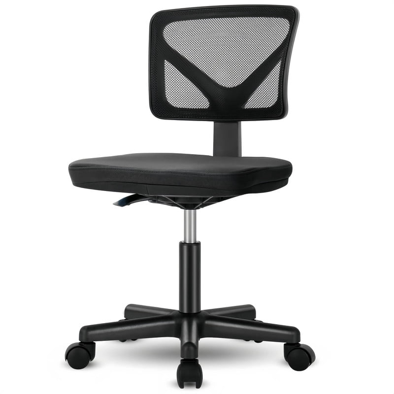 BEAUTYPEAK Desk Chair with Y-Shaped Lumbar Support Adjustable Armless Mesh Office Chair with Wheels for Home Office, Black