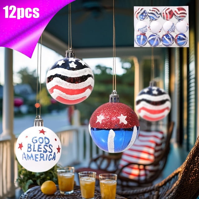 Hogar y cocina, Decoración del hogar, Juego de 12 bolas decorativas pintadas a mano con forma de pentagrama para el Día de la Independencia, para decorar las fiestas familiares y conmemorar el Día de