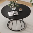 thumbnail image 1 of Costway 47” Round Dining Table with Wooden Tabletop, Metal Base for Home Dining Room Black, 1 of 10