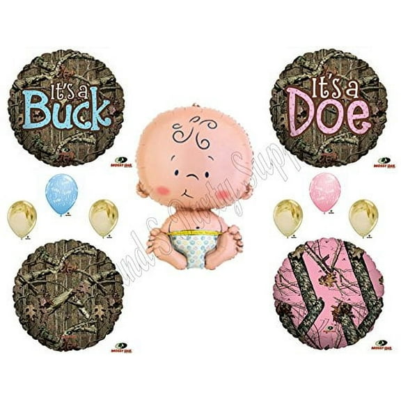 MOSSY OAK GENDER REVEAL CAMO DOE BUCK Balloons Decoration Supplies Baby Shower