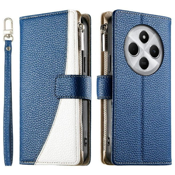 Funda cartera GANGXUN para Xiaomi Redmi 14C 4G , cuero PU con tarjetero, cremallera, correa de mano, soporte y protección 1054°