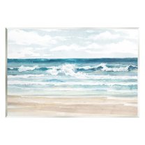Stupell Industries On The Shore Beach Waves Landscape Painting Unframed Art Print Wall Art, 19 x 13