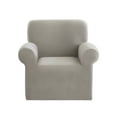 thumbnail image 4 of SureFit Hampstead Stretch Velvet Chair Slipcover, One Piece Chair Covers, Light Gray Chair Cover, 4 of 6