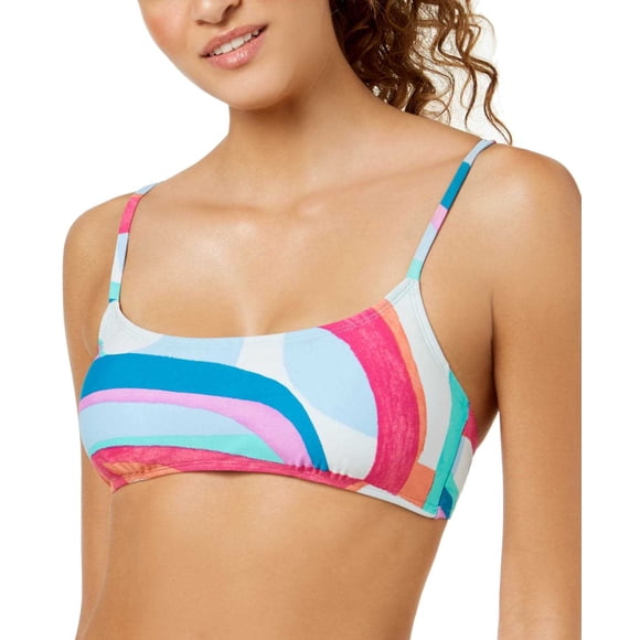 Hula Honey Junior’s Strappy-Back Top Women’s Swimsuit (Flying Colors Printed, L)