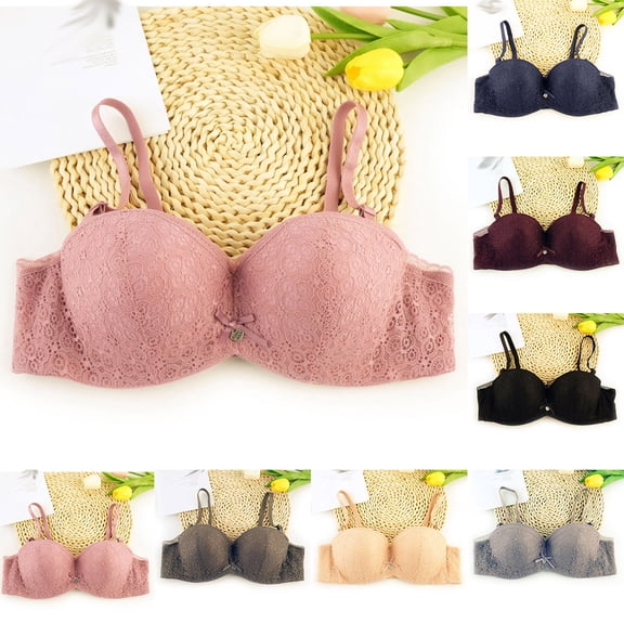 Byworldtasic Ladies Elegant Lace Push‑Up Bra Underwire Support Bra Multi‑Hook Back Closure Daily Wear Bra