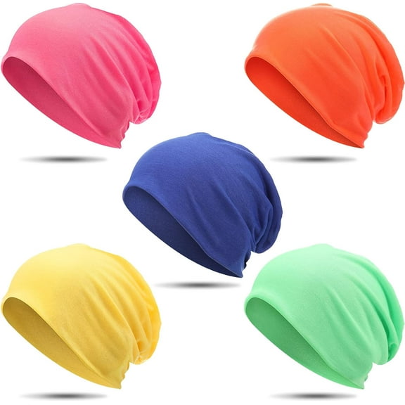 5Pcs Slouchy Beanie for Women Men Summer Beanie Hat Lightweight Skull Soft Chemo Sleep Caps