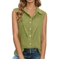 thumbnail image 2 of Womens Blouses Sleeveless Business Casual Tops Collared Solid Color Button Down Spring Summer Shirts, 2 of 7