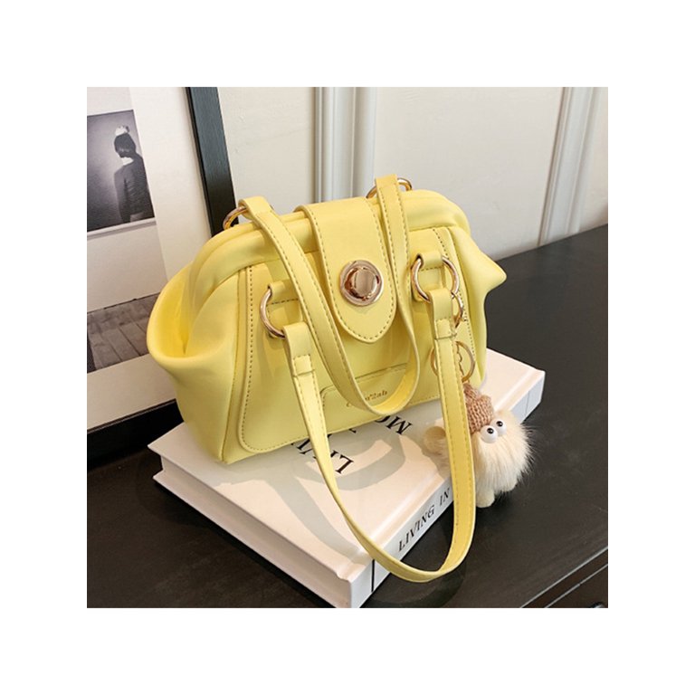 Xyer 1Pcs Great Craftsmanship Foldable Shoulder Bag Zipper Fresh Lemon Print Roomy Shopping Pouch for Dating, Women's, Size: Large, Yellow