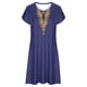 thumbnail image 4 of Puntoco Vestido De Mujer Verano Estilo Étnico Estampado Casual Suelto Manga Corta Cuello Redondo Azul Marino Xxl,Regalos Para Mujer Joven, 4 of 5