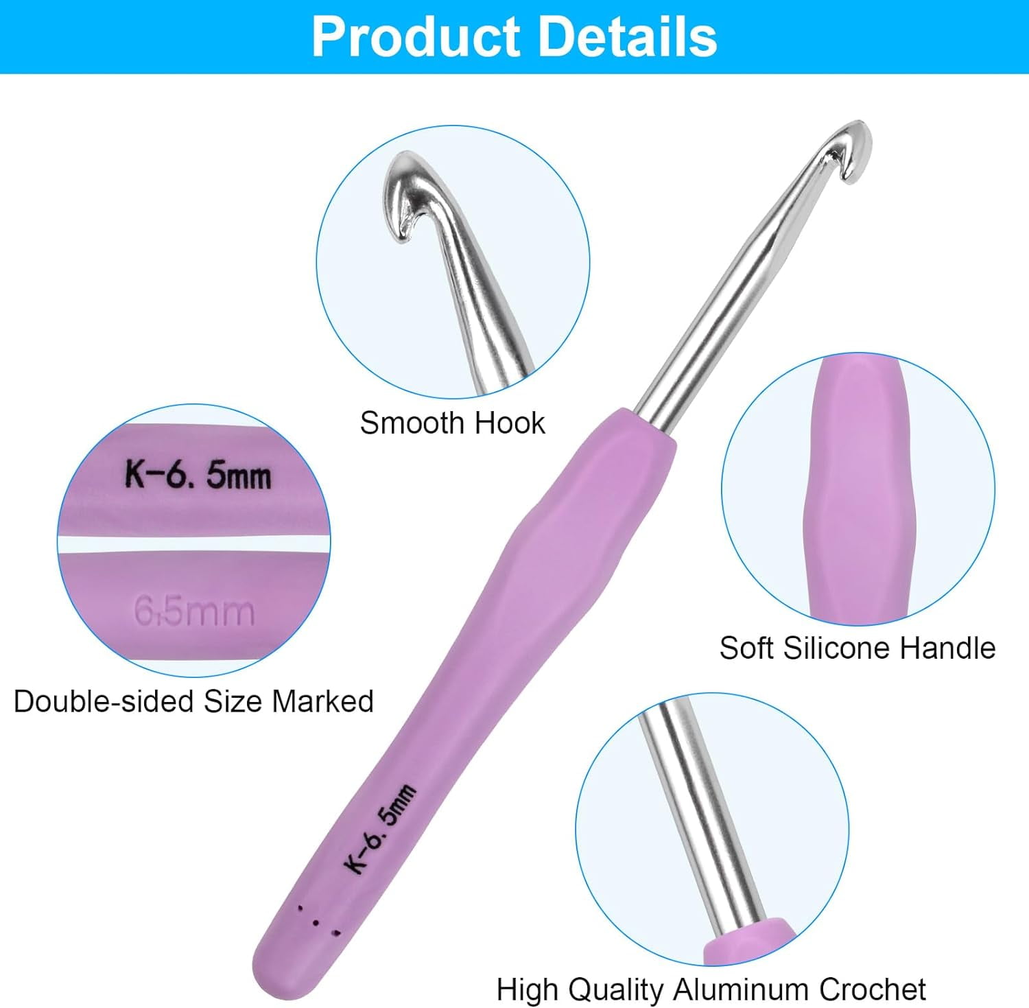Crochet Hooks 12 Sizes Hook Set, 51 Pack Yarn Kit for Beginners, Knitting Needles with Ergonomic Handles Arthritic Hands, Needle Blue Case Crocheters