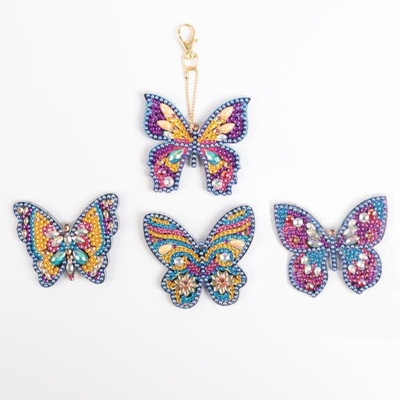 Diamond Painting Keychain Kit Butterfly DIY 5D Sparkling Rhinestone Pendant Craft Set Perfectly Suited for Bags, Keys, or Gift Making