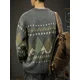 thumbnail image 4 of Suéter de punto para hombre, cuello redondo, ropa para hombre, cuello redondo, chaqueta de rombos, abrigo, jerséis, gráfico, estético, meme, cuello, pedido clásico A, 4 of 5