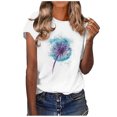 thumbnail image 2 of ICHUANYI Clearance Women's Summer Funny Feather Print Pattern Round Neck Short Sleeve T-shirt Top(Blue, XL) ICHUANYI WER2023081509456, 2 of 6
