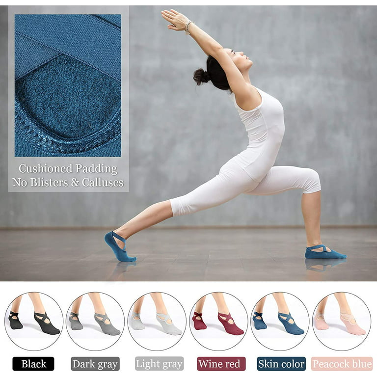 Yoga Socks with Grips for Women, Non Slip Grip Socks for Yoga, Pilates,  Barre, Dance, Ballet, Ideal Cushioned Crew Socks