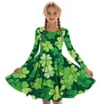thumbnail image 3 of Wo-Fusoul Robe de la Saint-Patrick pour Filles 4-14 Ans, Manches Longues Col Rond Extensible Ligne A Patineuse Robe de Récital de Ballet, Robe de Fête d'École Tournoyante en Gris Foncé, 3 of 6