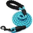 thumbnail image 1 of Correa de nailon para perros con asa acolchada y luz reflectante, correa resistente para mascotas, correa redonda reflectante para perros (Azul M), 1 of 5