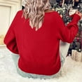 thumbnail image 7 of asdoklhq Christmas Womens Christmas Tops Women's Casual Christmas Crew Neck Long Sleeve Pullover Sweater Red S, 7 of 7