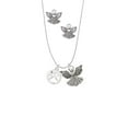 thumbnail image 2 of Delight Jewelry Paw Silhouette Silver tone Guardian Angel Charm Necklace and Stud Earrings, 2 of 4