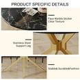 thumbnail image 4 of 47" Luxurious Round Modern Faux Marble Dining Table,Black Table with Golden Leg, 4 of 6