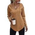 thumbnail image 1 of Sudadera con capucha y cuello en V de manga larga para mujer, 1 of 6