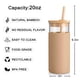 thumbnail image 4 of Tronco Vaso de vidrio de 20 oz Botella de agua de vidrio Pajita Funda protectora de silicona Tapa de bambú - Sin BPA - Ámbar, 4 of 5