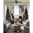 thumbnail image 4 of Retro Elk Blackout Curtains 63 Inch Length Black Elk Sunset Forest Animal Modern Art Nature Thermal Insulated Window Curtain Window Drapes 2 Panels for Bedroom Living Room 52"Wx63"L, 4 of 9