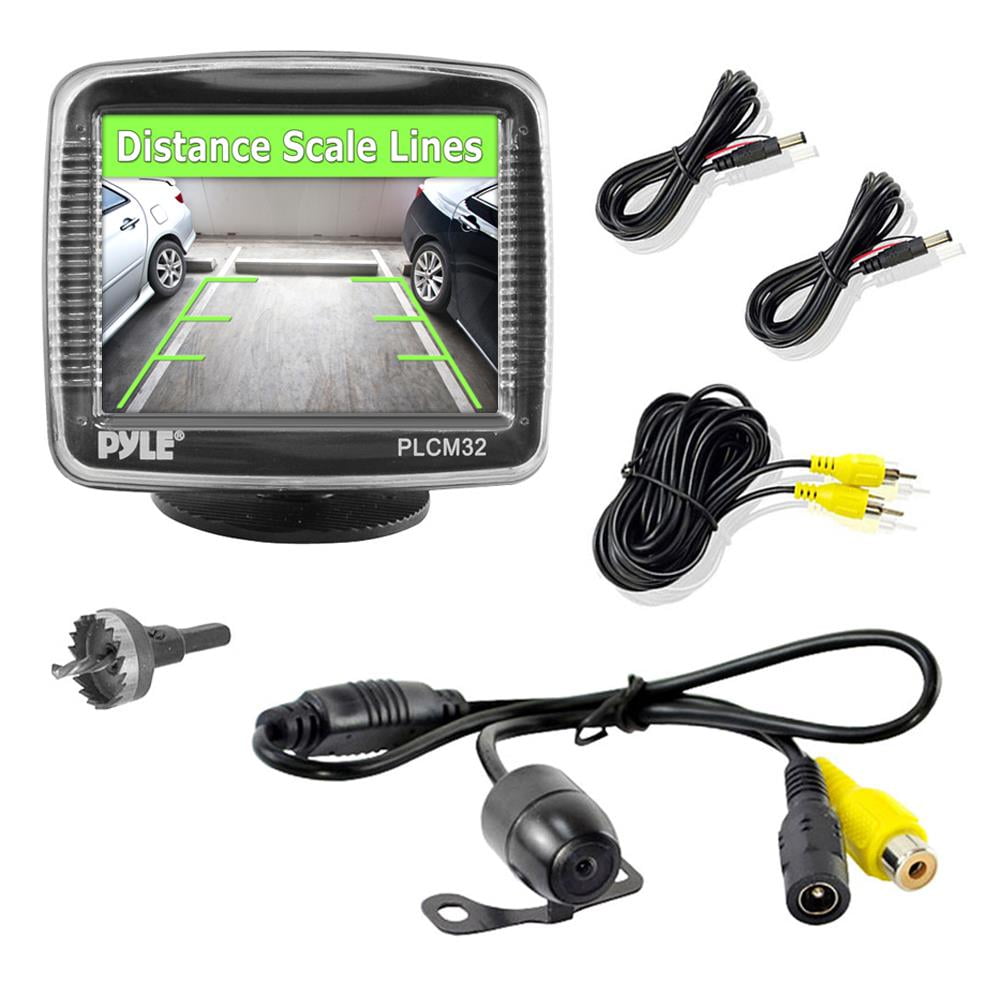 Night Vision 7 LCD Video Color Display for Vehicles - Parking & Reverse Safety Distance Scale Lines Pyle Backup Rear View Car Camera Screen Monitor System PLCM7700 Waterproof 170° View Angle