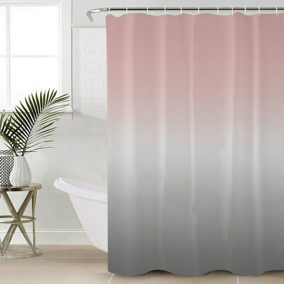 Ombre, Bathroom Curtain 78 Inch Shower Curtain with Hooks, Gradient Pink and Grey Waterproof Polyester Bath Curtain Washable Bathtub Curtain 72''x 78''