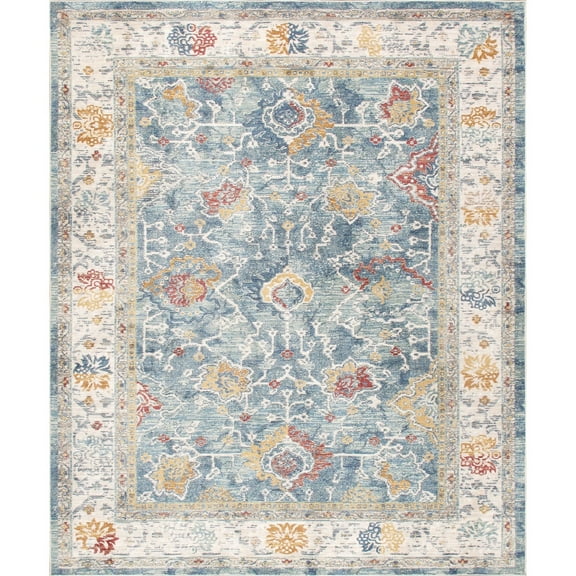 Pasargad Home Heritage 2.06' x 10' Power-Loomed Light Blue/Beige Runner Rug, For Indoor Space and all Age of Group