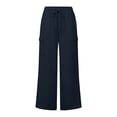thumbnail image 4 of Ashirexll Womens Summer Pants, Cargo Pants Women, Spring Summer Solid Color Stretchy Waist Straight Casual Trousers, 4 of 7