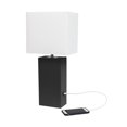 thumbnail image 2 of Elegant Designs Modern Leather Table Lamp with USB and White Fabric Shade, 2 of 7