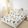 thumbnail image 4 of Feelyou Cartoon Reindeer Child Bed Sheets, Jungle Leaf Botanical King Sheets, Christmas Snowflake Print Sheet Set, Super Cozy Room Decor, 4 Pieces, 4 of 7