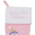 thumbnail image 3 of Northlight 21" Light Pink Baby's First Christmas Velveteen Snowmen Christmas Stocking, 3 of 8