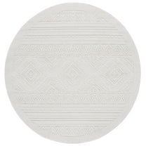 SAFAVIEH Global Candace Geometric Indoor/Outdoor Area Rug, Light Beige/Ivory, 6'7" x 6'7" Round