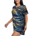 thumbnail image 2 of Fotbe Golden Fantasy Landscape Print Pajama Set for Women 2 Piece Loungewear Short Sleeve Tops and Shorts Set Soft Sleepwear-Large, 2 of 7