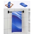 thumbnail image 6 of Blue Striped Towel Set of 3, Soft Microfiber Bath Towels, Hand Towel, Washcloths, Modern Abstract Art Wave Moire Gradient Quick-Dry Absorbent Towels for Bathroom Kitchen Hotel Beach Gym Spa, 6 of 7