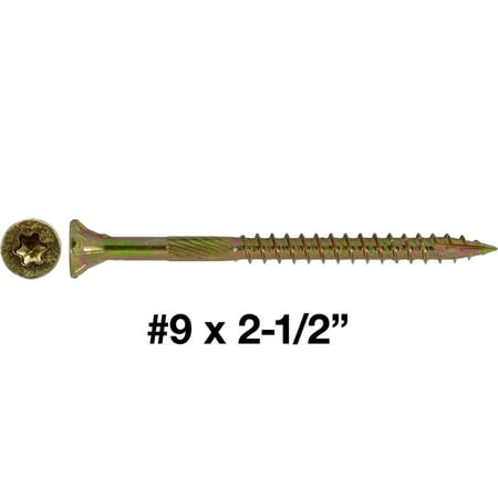 

Jake Sales Brand #9 x 2-1/2 Gold Star Wood Screw Torx/Star Drive Head ~ 94 Screws - Multipurpose Torx/Star Drive Wood Screws - 1 Pound