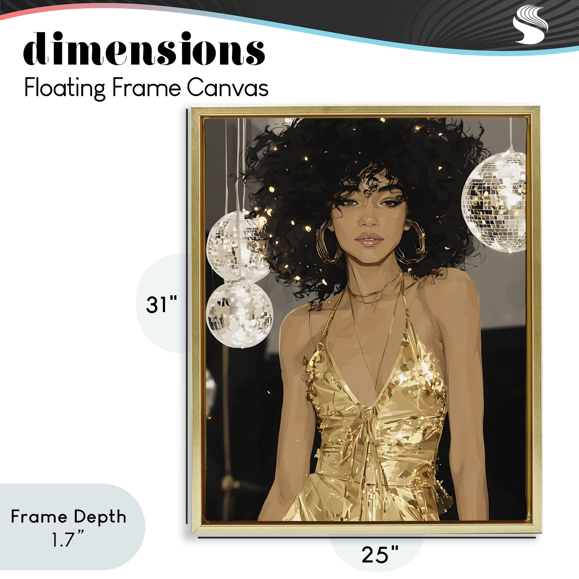 Stupell Industries Golden Disco Dream Party Gold Framed Floater Canvas Wall Art, design by Franklyn Gregory