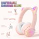 thumbnail image 4 of IFECCO Auriculares inalámbricos para niños con micrófono, Orejas de Gato Plegables y Lindas con luz, Auriculares Bluetooth para niños y niñas con Estuche para Regalos Escolares, Viajes, 4 of 5