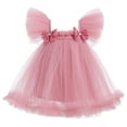 thumbnail image 2 of IDOPIP Toddler Baby Girls Sequins Bow Tie Tutu Dress Rainbow Ruffle Tulle Princess Dress with Headband, 2 of 7