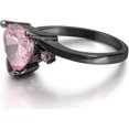thumbnail image 2 of Black Gold Plated Heart Shaped Stone Solitaire Style Wedding Engagement Promise Statement Ring, 2 of 8