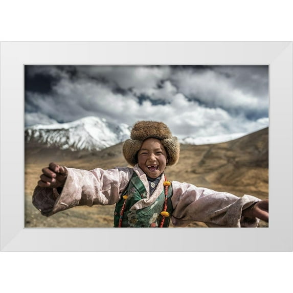 Intarob, Sarawut 32x23 White Modern Wood Framed Museum Art Print Titled - Smile Tibet