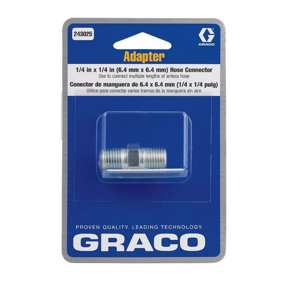 Graco 243025, Silver Hose Connector 3000 psi for Power Paint Sprayers, 1/4" x 1/4"