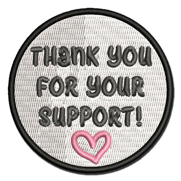 Thank You for Your Support Heart Applique Multi-Color Embroidered Iron-On Patch - 2.5 Inch Small