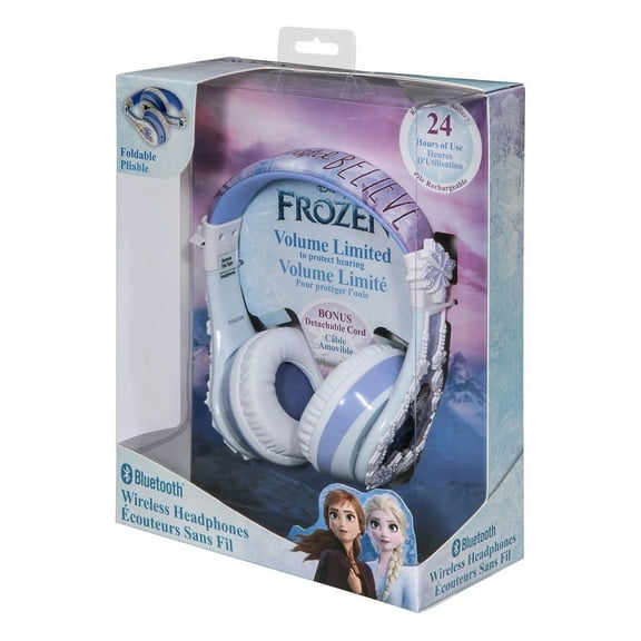 eKids Disney's Frozen Bluetooth Headphones for Kids, Volume Limiting with Bonus In-line 3.5mm Cord