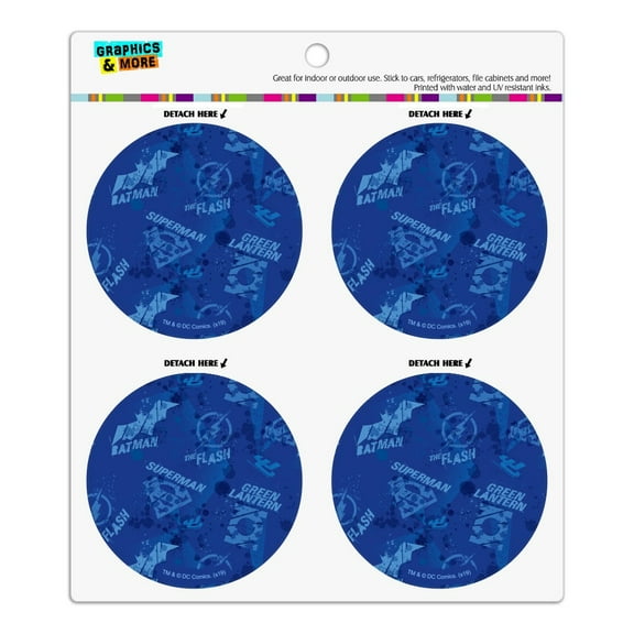 Justice League Blue Pattern Refrigerator Fridge Locker Vinyl Circle Magnet Set