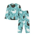 thumbnail image 2 of Kll Lovely Roosters Print Women'S Long Sleeve Pajamas With Pants Sleepwear Loungewear 2 Set-Xx-Large, 2 of 9